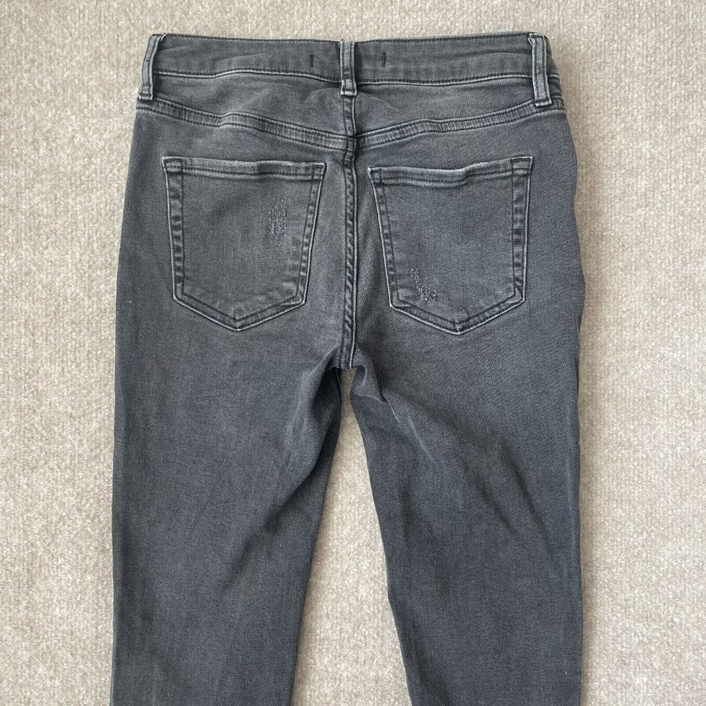 Free People Jeans Womens 24 Gray/Light Wash Black Distressed Stretch Fringe Hem - Picture 11 of 12